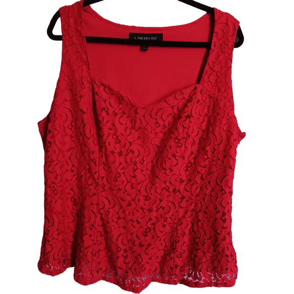 Lane Bryant | Red Lace Sweetheart Neckline Sleeveless Bustier Corset Blouse Top - Picture 1 of 13